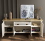Hanah Home FRN-21008 Consola, Melamina y MDF, Crema Roble Gris, 201.8x82x44.2 cm
